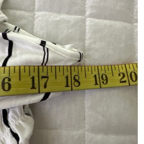 EXPRESS Womens Dress Large High Low Black White Stripe Ruffle Cutout Summer Chic - Picture 8 of 11